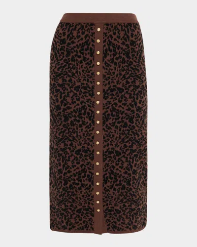 Generation Love Primrose Knit Leopard Midi Skirt In Brown