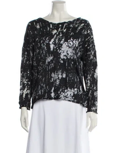 Pre-owned Generation Love Printed Bateau Neckline Blouse In Blue