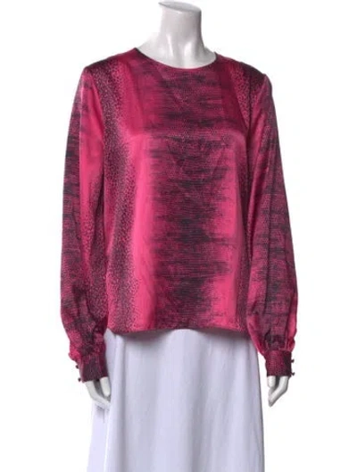 Pre-owned Generation Love Printed Bateau Neckline Blouse In Pink