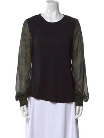Pre-owned Generation Love Printed Crew Neck Blouse In Black