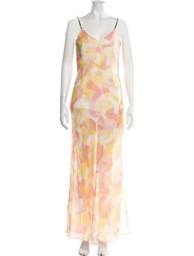 Pre-owned Generation Love Printed Long Dress In Yellow