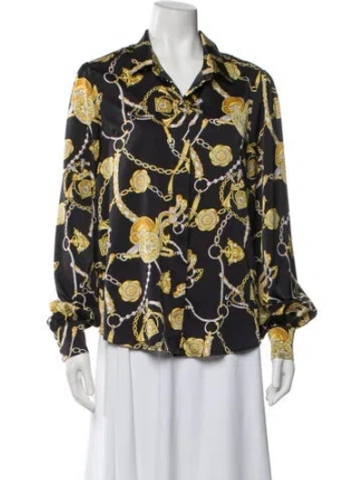 Pre-owned Generation Love Printed Long Sleeve Button-up Top In Multi