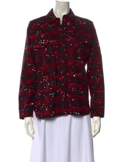 Pre-owned Generation Love Printed Long Sleeve Button-up Top In Red
