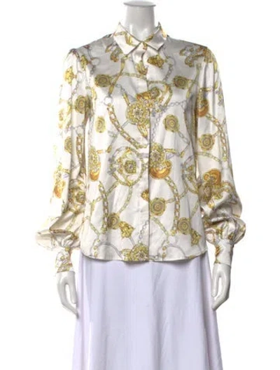 Pre-owned Generation Love Printed Long Sleeve Top In White