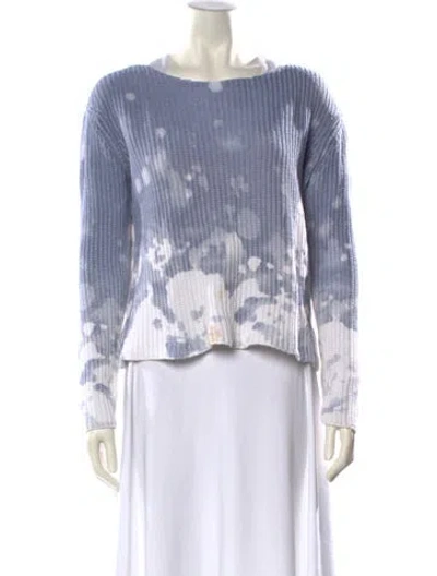 Pre-owned Generation Love Printed Scoop Neck Sweater In Blue