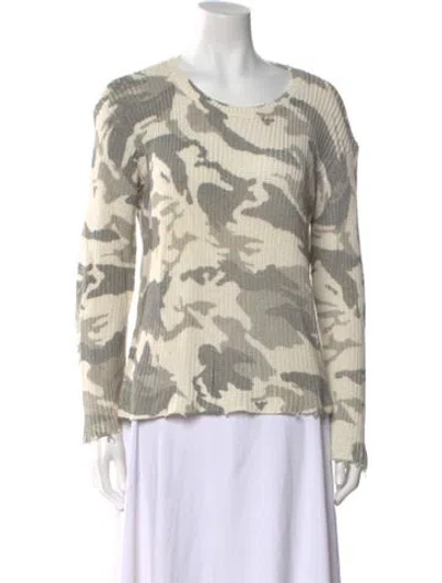 Pre-owned Generation Love Printed Scoop Neck Sweater In Neutral