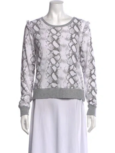 Pre-owned Generation Love Printed Scoop Neck Sweater In White