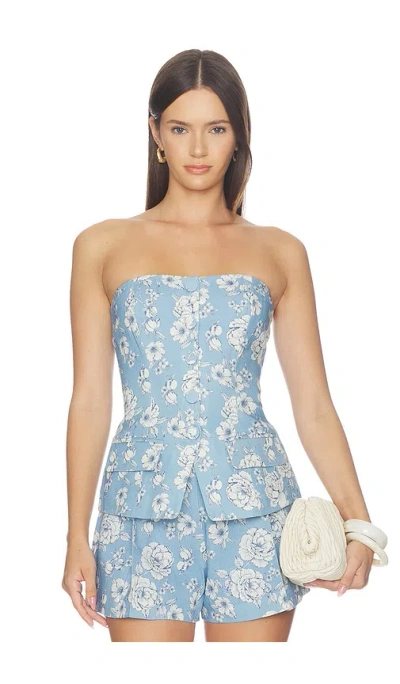 Generation Love Quinn Floral Linen Bustier Top In Brown