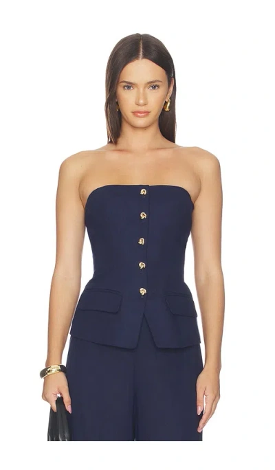 Generation Love Quinn Linen Bustier In Blue