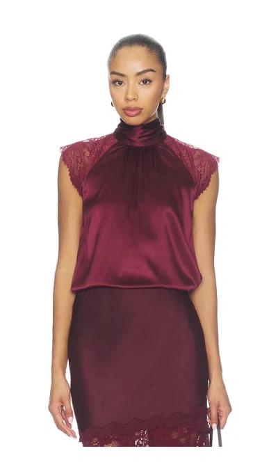 Generation Love Rachel Chantilly Lace Halter Blouse In Burgundy