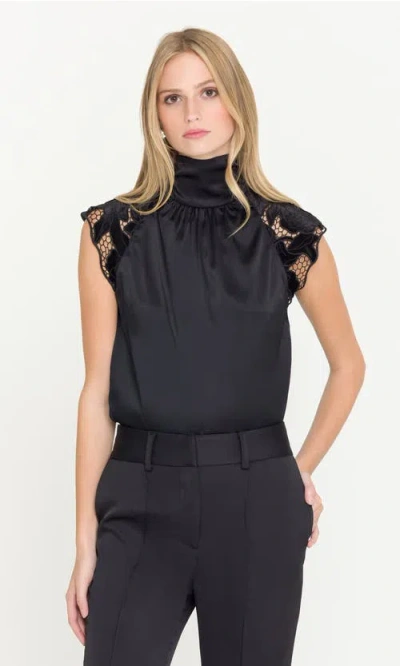 Generation Love Rachel Velvet Lace Halter Blouse In Black