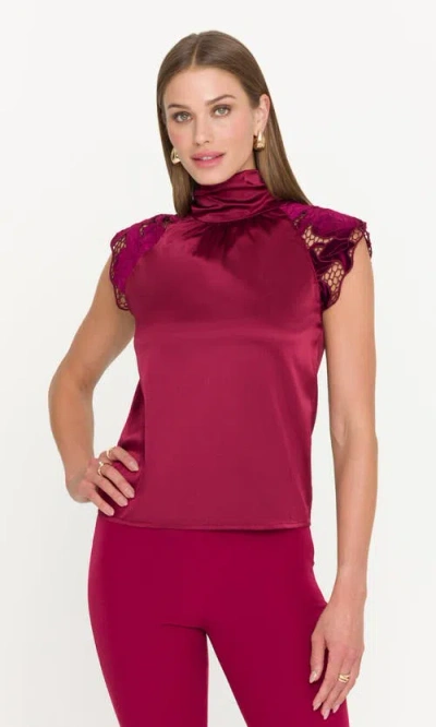 Generation Love Rachel Velvet Lace Halter Blouse In Red