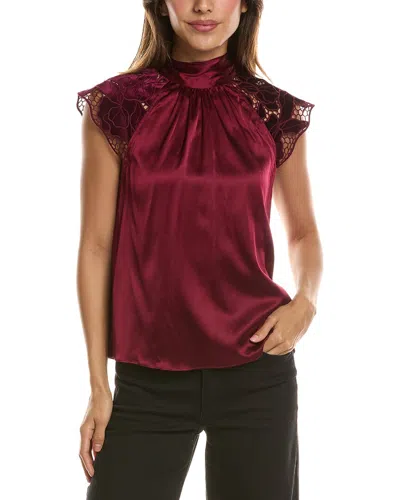 Generation Love Rachel Velvet Lace Halter Silk-blend Blouse In Red