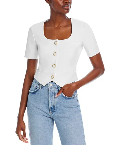 Generation Love Regina Scoop Neck Short Sleeve Blazer In White