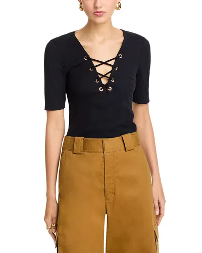 Generation Love Ren Lace Up Top In Black