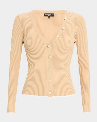 Generation Love Renata Ribbed Cardigan In Beachwhite