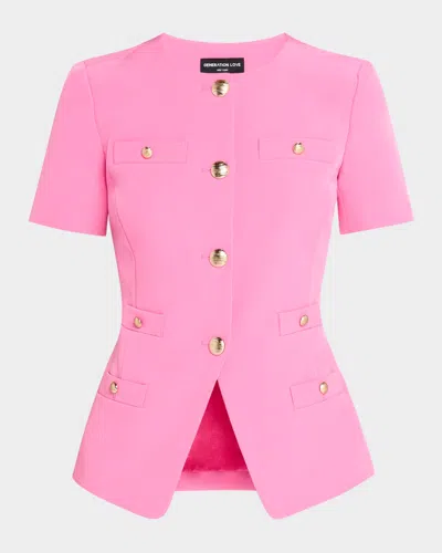 Generation Love Reyes Short-sleeve Crepe Jacket In Cherry Blossom