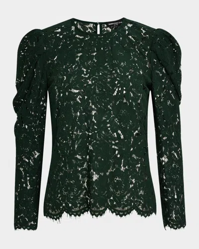 Generation Love Rue Lace Puff-sleeve Top In Forest