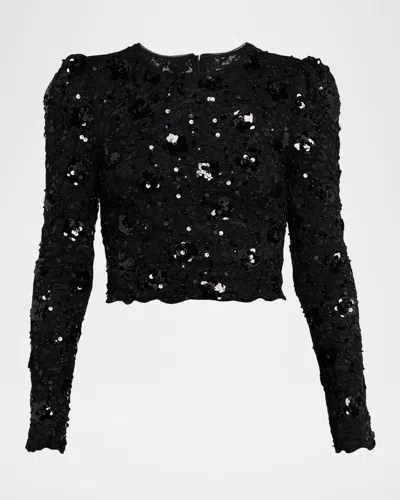 Generation Love Safia Sequined Lace Crop Top In Black