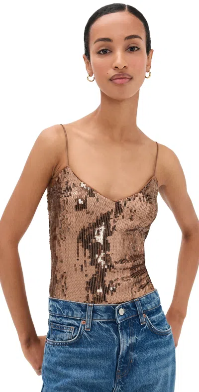 Generation Love Sarah Sequin Thong Bodysuit Coco In Neutral