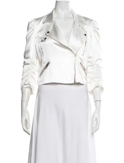 Pre-owned Generation Love Satin Biker Jacket In White