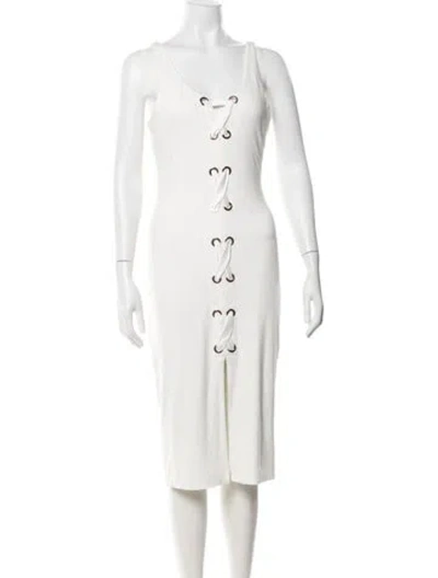 Pre-owned Generation Love Scoop Neck Midi Length Dress In White