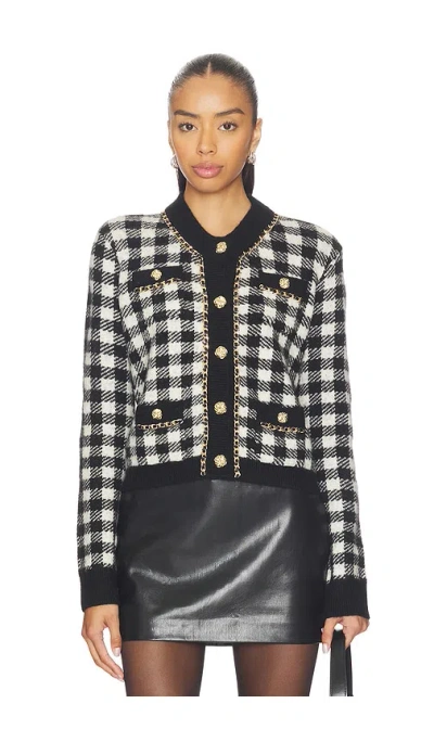 Generation Love Selma Houndstooth Cardigan In Black & Ivory