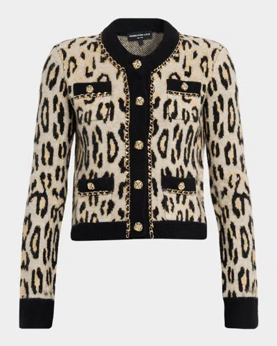 GENERATION LOVE SELMA LEOPARD CHAIN-TRIM CARDIGAN
