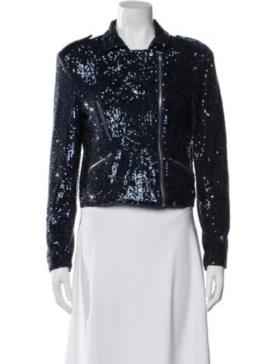 Pre-owned Generation Love Sequin Biker Jacket In Blue