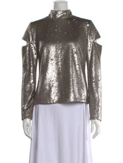 Pre-owned Generation Love Sequin Graphic Print Top In Gold/metallic