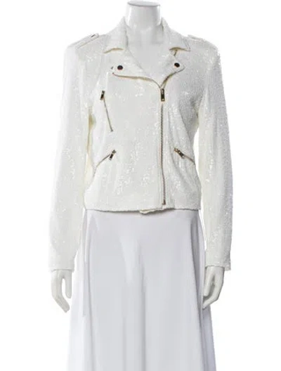 Pre-owned Generation Love Sequin Tweed Pattern Biker Jacket In Neutral