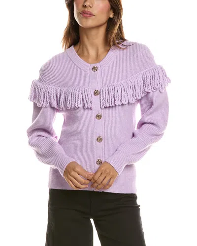 Generation Love Shifra Fringe Cardigan In Purple