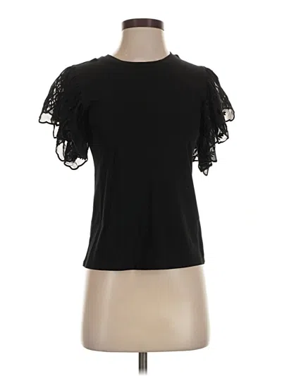 Pre-owned Generation Love Short Sleeve Top Black Ruffles Neckline Tops