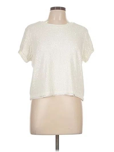 Pre-owned Generation Love Short Sleeve Top Ivory Metallic Pattern Crew Neck Tops In White