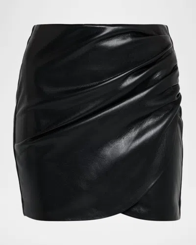 Generation Love Shyann Ruched Vegan Leather Skirt In Black