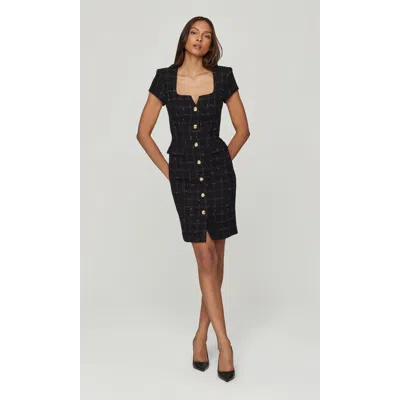Generation Love Sierra Windowpane Tweed Dress In Black