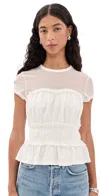 Generation Love Sigrid Mesh Combo Top White In White