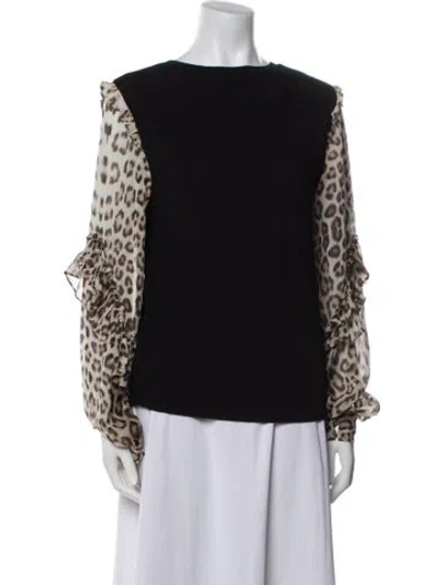 Pre-owned Generation Love Silk Animal Print Blouse In Black