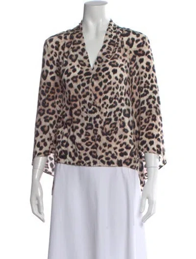 Pre-owned Generation Love Silk Animal Print Blouse In Neutral