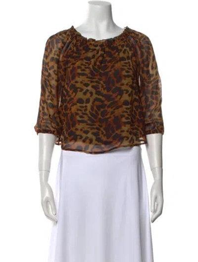 Pre-owned Generation Love Silk Animal Print Crop Top W/ Tags In Brown