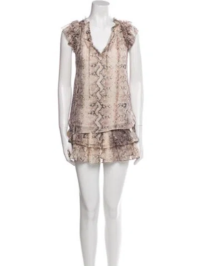 Pre-owned Generation Love Silk Animal Print Skirt Set In Neutral