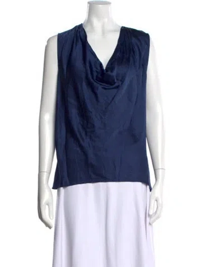 Pre-owned Generation Love Silk Cowl Neck Top In Blue
