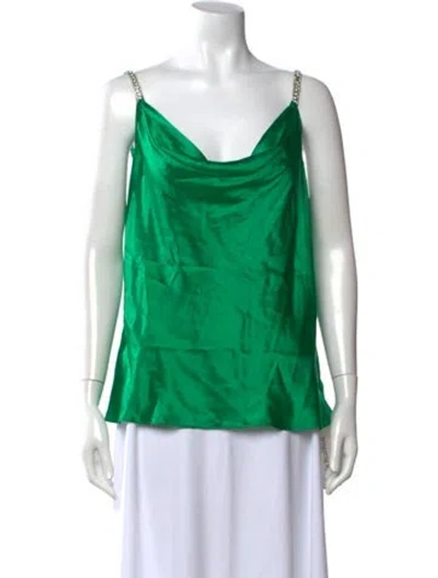 Pre-owned Generation Love Silk Cowl Neck Top In Green
