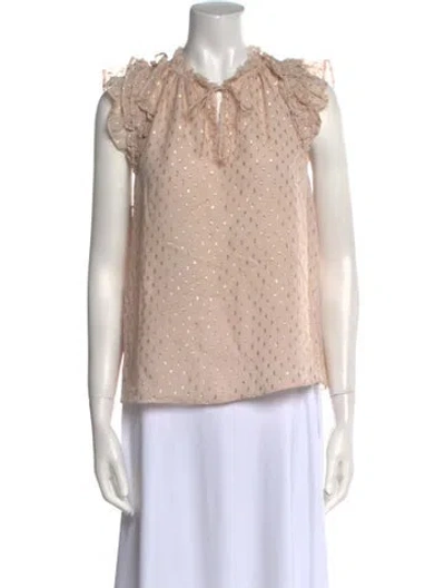 Pre-owned Generation Love Silk Crew Neck Blouse In Neutral