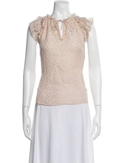 Pre-owned Generation Love Silk Crew Neck Blouse In Neutrals