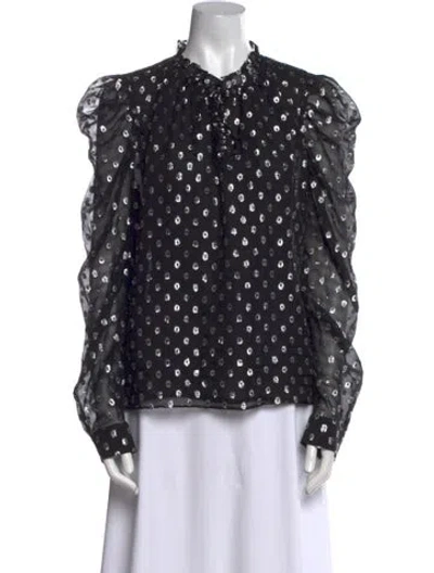Pre-owned Generation Love Silk Floral Print Blouse In Black