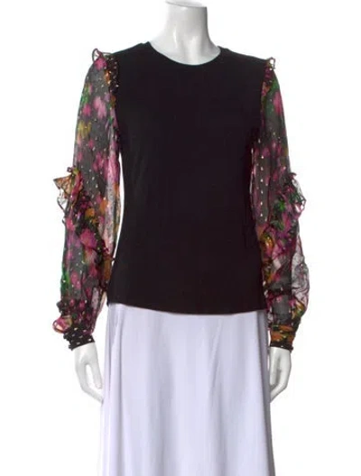 Pre-owned Generation Love Silk Floral Print Blouse In Black