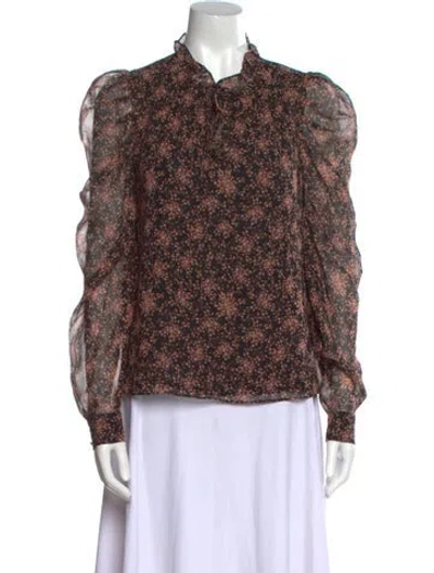 Pre-owned Generation Love Silk Floral Print Blouse In Black