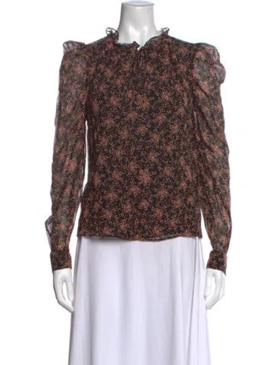 Pre-owned Generation Love Silk Floral Print Blouse In Black