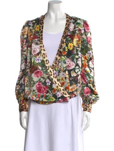 Pre-owned Generation Love Silk Floral Print Blouse In Brown